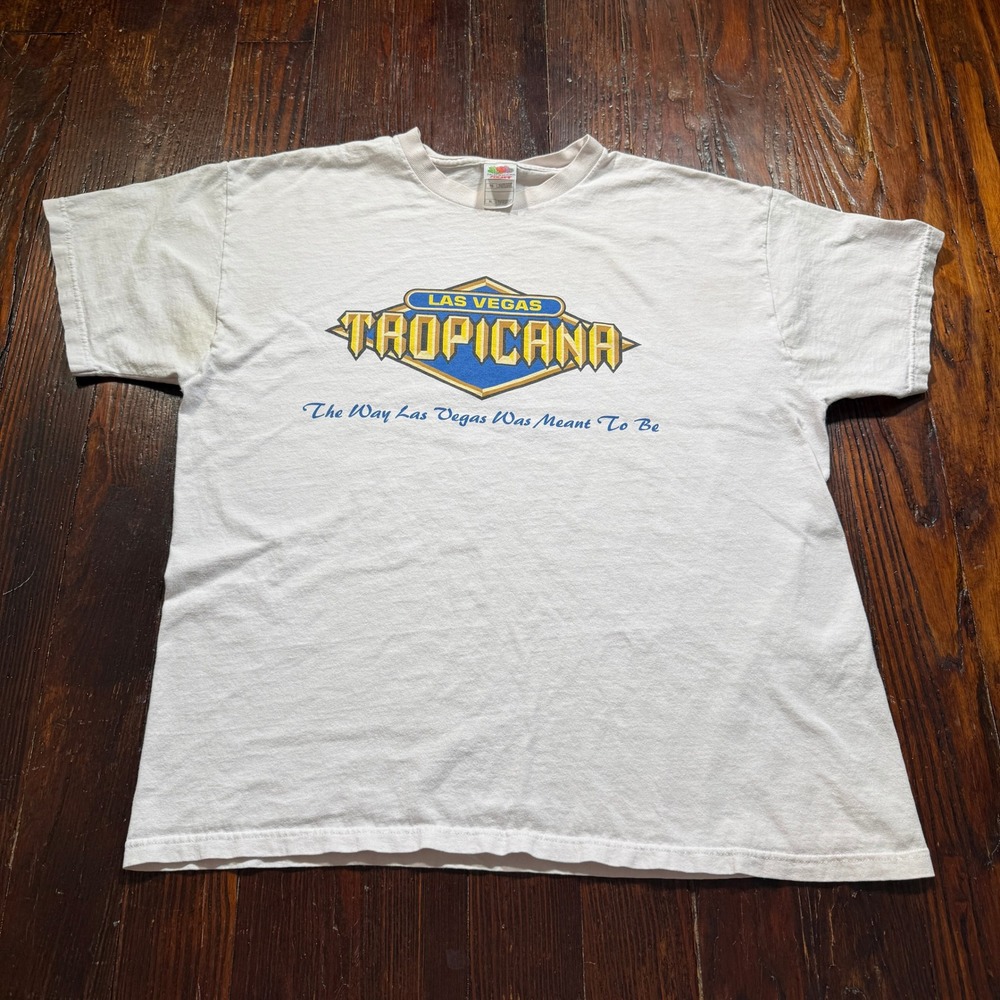 Vintage Tropicana Las Vegas T Shirt Mens XL White Graphic Souvenir Tee